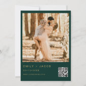 Emerald Green Gold Wedding QR Code Foto Einladung (Rückseite)