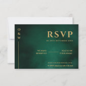 Emerald Green & Gold Wedding QR Code UAWG RSVP Karte (Vorderseite)