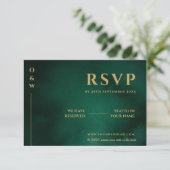 Emerald Green & Gold Wedding QR Code UAWG RSVP Karte (Stehend Vorderseite)