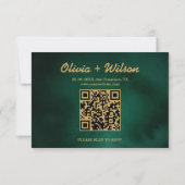 Emerald Green & Gold Wedding QR Code UAWG RSVP Karte (Rückseite)