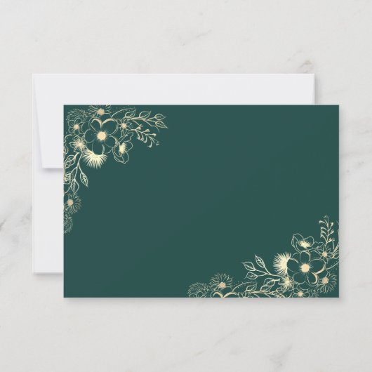 Emerald Green Gold Wedding RSVP Karte (Rückseite)