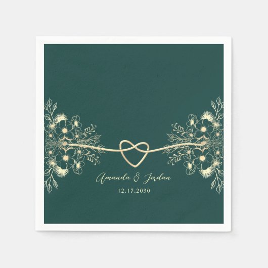 Emerald Green Gold Wedding Serviette (Vorderseite)