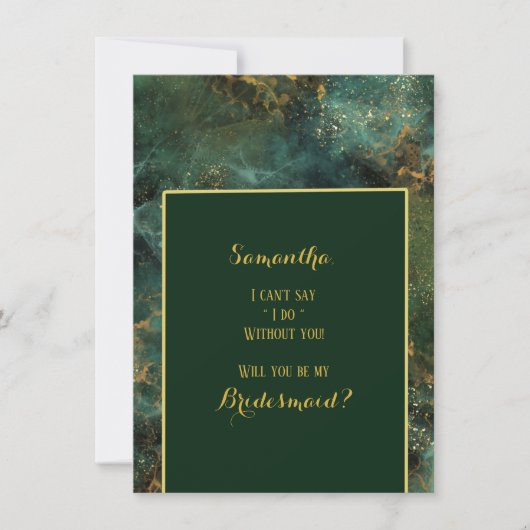 Emerald Green & Gold werden Sie meine Bridesmaid s Einladung (Vorderseite)