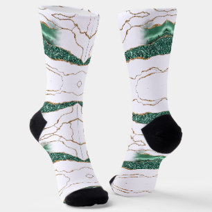 Emerald Green Gold White Socks Socken