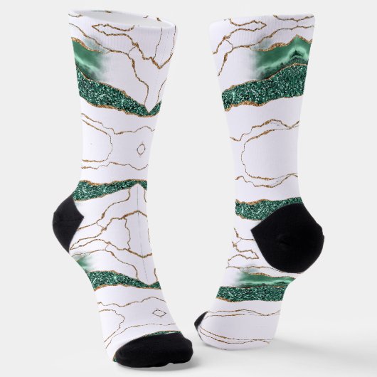 Emerald Green Gold White Socks Socken (Gewinkelt)