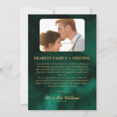 Emerald Green & Gold Wildblume Foto Hochzeit Dankeskarte (Rückseite)