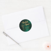 Emerald Green & Gold Wildflower Wedding Thank You Runder Aufkleber (Umschlag)
