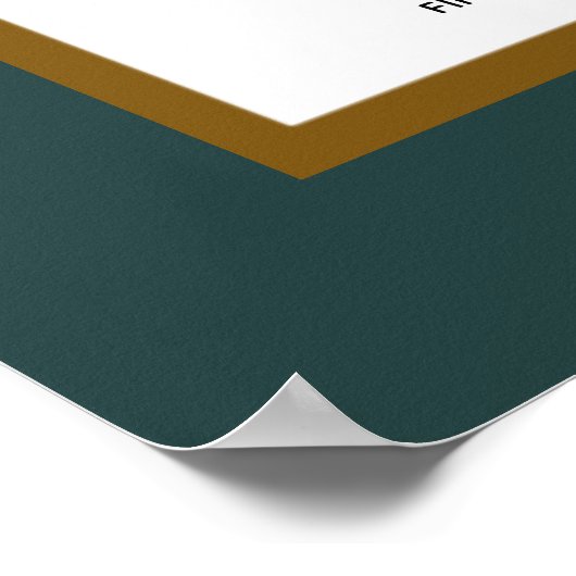 Emerald Green Gold Winter Wedding Chart Poster (Ecke)