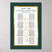 Emerald Green Gold Winter Wedding Chart Poster (Vorne)