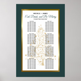 Emerald Green Gold Winter Wedding Chart Poster