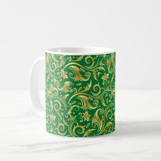 Emerald Green Golden Scrollwork Kaffeetasse (Vorderseite Links)