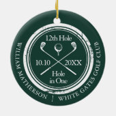 Emerald Green Golf Hole in einem Retro-Personalisi Keramik Ornament (Hinten)