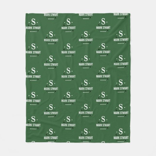 Emerald Green Golfer 1-initialer Monogram-Allover Fleecedecke (Vorderseite)