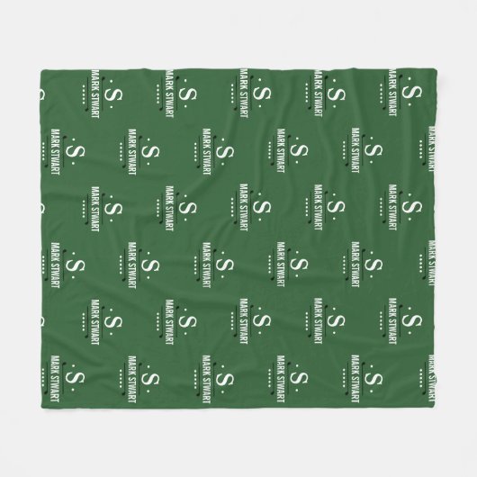 Emerald Green Golfer 1-initialer Monogram-Allover Fleecedecke (Vorderseite (Horizontal))