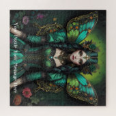 Emerald Green Gothic Butterfly Girl Puzzle (Horizontal)