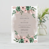 Emerald Green Graceful Rustic Wedding Einladung (Stehend Vorderseite)