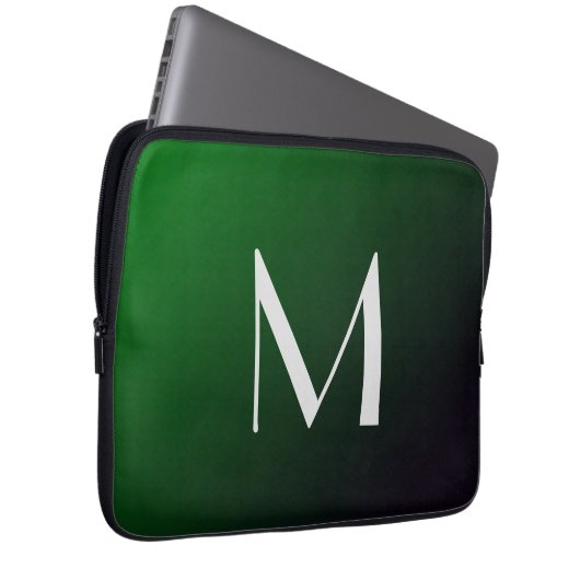 Emerald Green Gradient - fett formatiertes Monogra Laptopschutzhülle (Vorne Rechts)