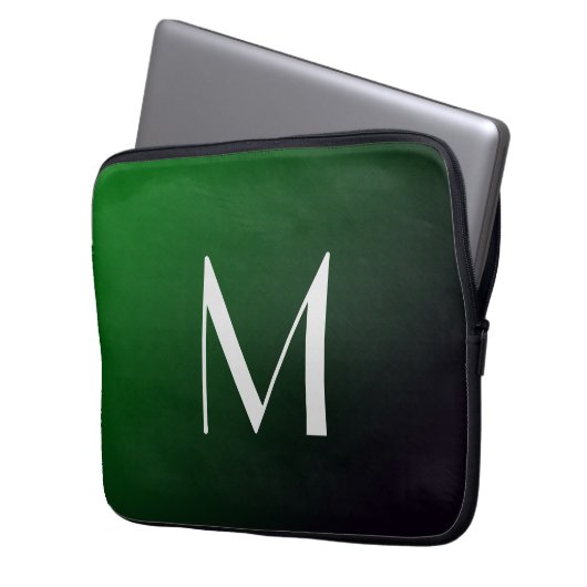 Emerald Green Gradient - fett formatiertes Monogra Laptopschutzhülle (Vorderseite Links)