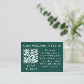 Emerald Green & Gray Wedding Web QR Code Begleitkarte (Stehend Vorderseite)
