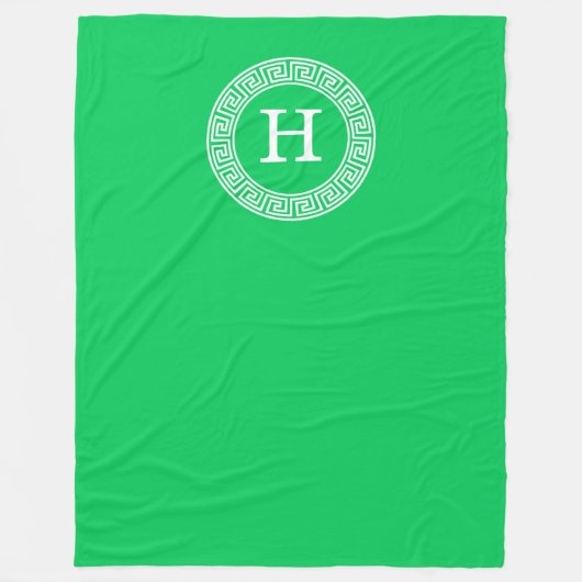 Emerald Green Greece Key Rnd Frame Initial Monogra Fleecedecke (Vorderseite)