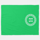 Emerald Green Greece Key Rnd Frame Initial Monogra Fleecedecke (Vorderseite (Horizontal))