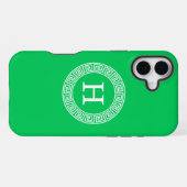 Emerald Green Greece Key Rnd Frame Initial Monogra iPhone Hülle (Rückseite (Horizontal))