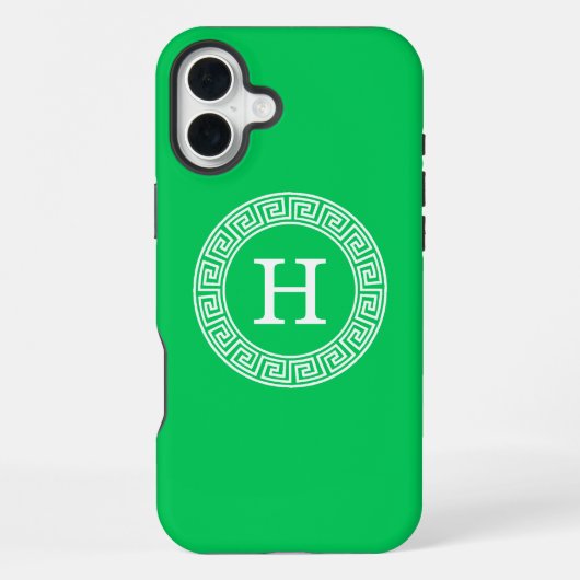 Emerald Green Greece Key Rnd Frame Initial Monogra iPhone Hülle (Rückseite)