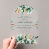 Emerald Green & Green Floral Wedding Celebration Acryleinladungen (Insitu (Handheld))