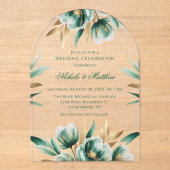 Emerald Green & Green Floral Wedding Celebration Acryleinladungen (Vorderseite)