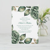 Emerald Green & Green Floral Wedding Shower Einladung (Stehend Vorderseite)