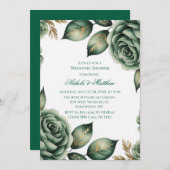 Emerald Green & Green Floral Wedding Shower Einladung (Vorne/Hinten)