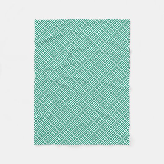Emerald Green Griechisches Schlüsselmuster Fleecedecke (Vorderseite)