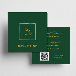 Emerald Green Grold-Logo QR-Code modern Quadratische Visitenkarte
