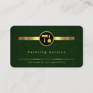 Emerald Green Grunge Gold Paint Lines Visitenkarte