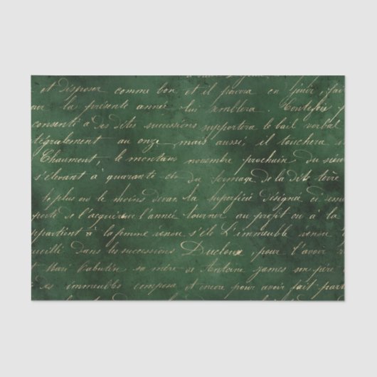 Emerald Green Grunge Vintage Kalligrafie Seidenpapier (Vorderseite)