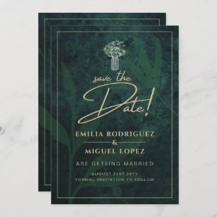 Emerald Green Gypsophila Wedding RETT DATE Einladung