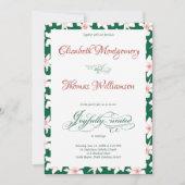 Emerald Green Hand Drawn Floral Wedding Einladung (Vorderseite)
