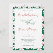 Emerald Green Hand Drawn Floral Wedding Einladung (Vorderseite)