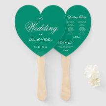 Emerald Green Heart Elegantes Script Wedding Progr