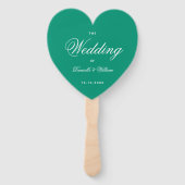 Emerald Green Heart Elegantes Script Wedding Progr Fächer (Vorderseite)