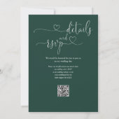 Emerald Green Heart Script QR Code Wedding Einladung (Rückseite)
