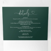 Emerald Green Heart Script Wedding Dreifach Gefaltete Einladung (Innen Erste Seite)