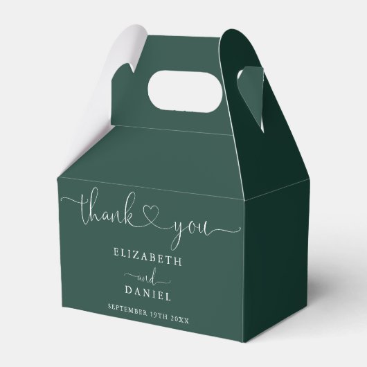 Emerald Green Heart Script Wedding Geschenkschachtel (Vorderseite)