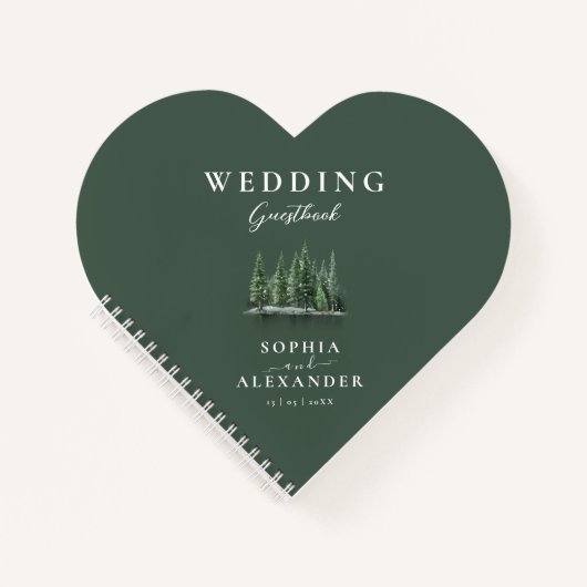 Emerald Green Heart Shape Wedding Guestbook Notizblock (Vorderseite)