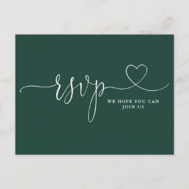 Emerald Green Heart Song Request RSVP Card Einladungspostkarte