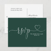 Emerald Green Heart Song Request RSVP Card Einladungspostkarte (Vorne/Hinten)