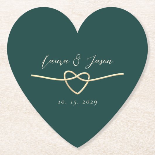 Emerald Green Heart Wedding Paper Untersetzer (Vorderseite)