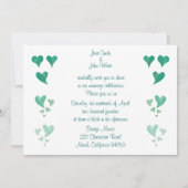 Emerald Green Hearts Einladung zur Hochzeit (Rückseite)