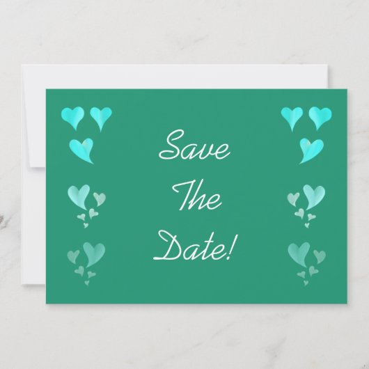Emerald Green Hearts Save the Date (Vorderseite)