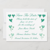Emerald Green Hearts Save the Date (Rückseite)